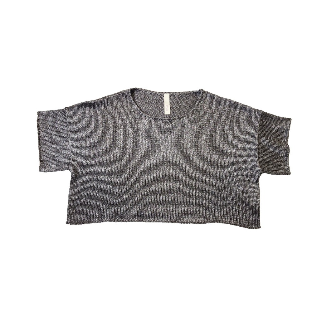 Primi Womens Oversize Crop Shirt‎ Gray Acrylic Size Small